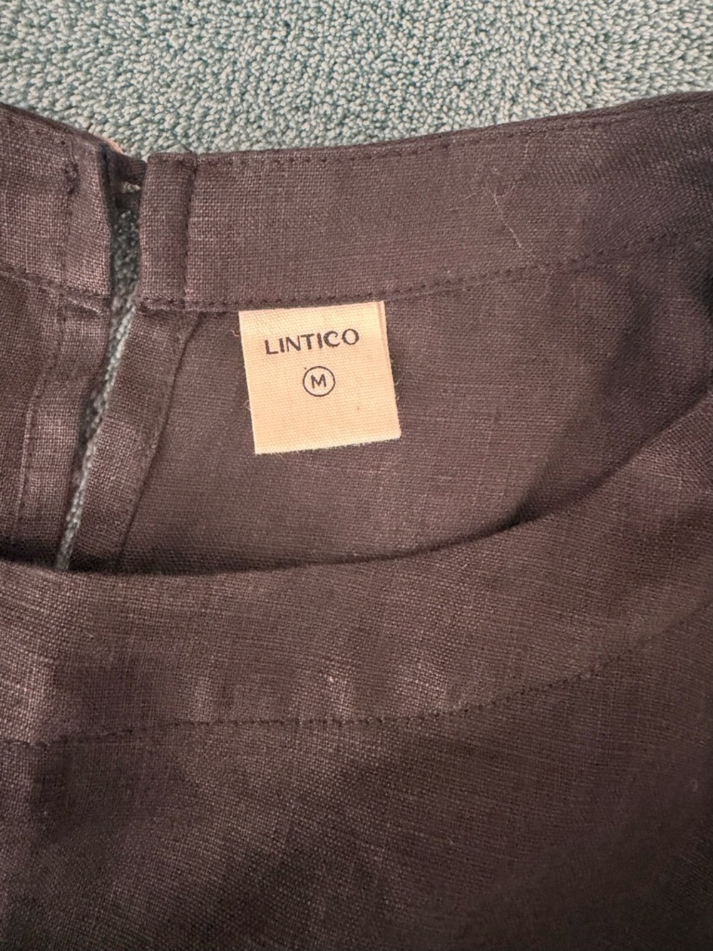 Lintico Women's 100% Linen Black Midi Dress Oversized Size M Lagenlook Pockets - Picture 6 of 8